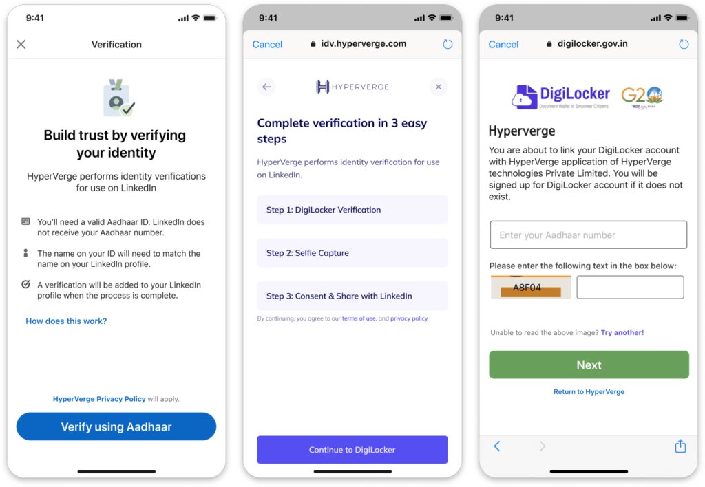 New ID Verification Feature for LinkedIn's Indian Members V.E.R.I.F.Y steps