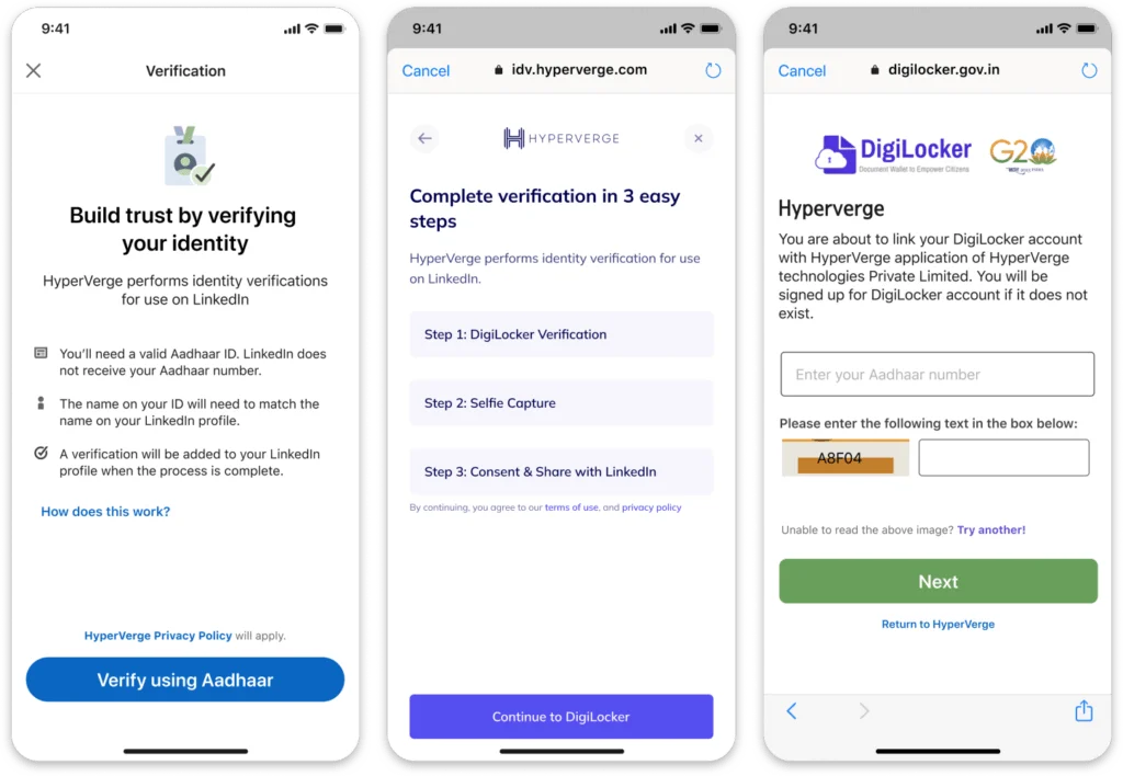 New ID Verification Feature for LinkedIn's Indian Members V.E.R.I.F.Y steps