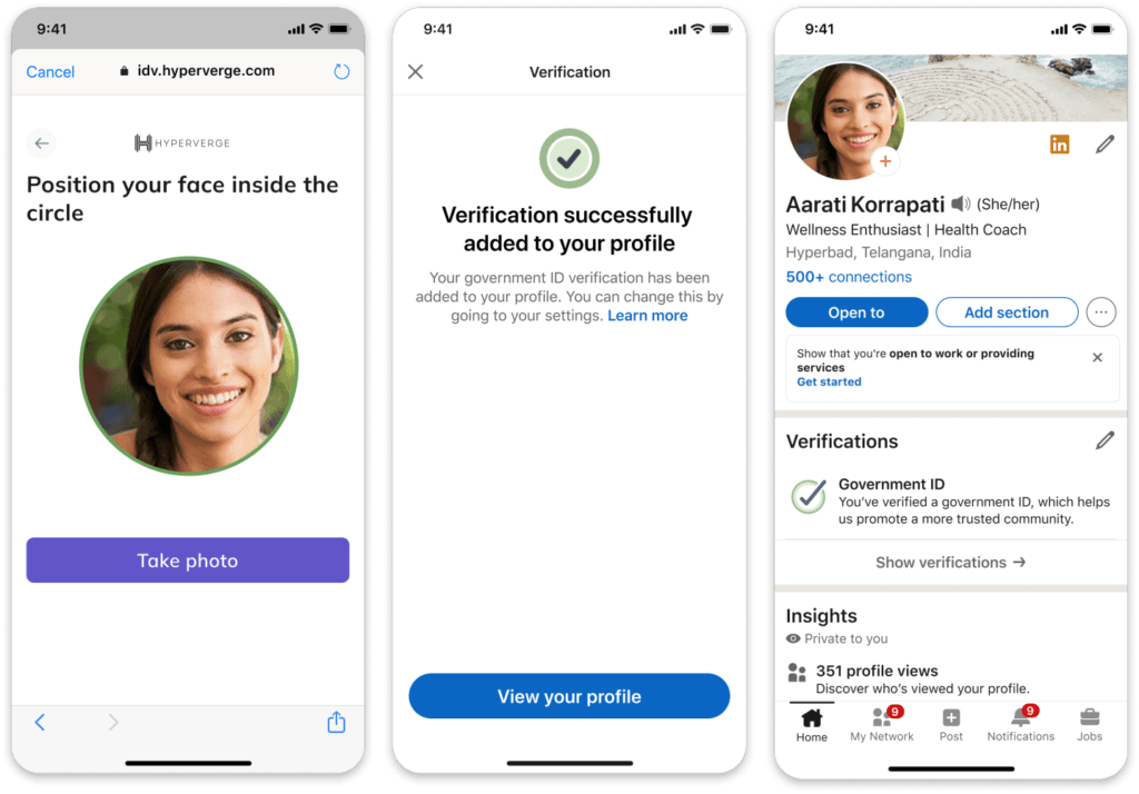 New ID Verification Feature for LinkedIn's Indian Members V.E.R.I.F.Y steps